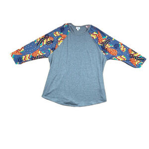 🌷 LuLaRoe Gray and Blue 3/4 Sleeve Tee
